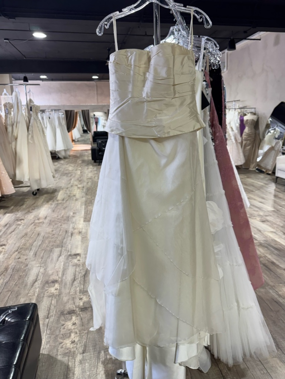 Strapless Ivory Maxi Dress with Layered Skirt